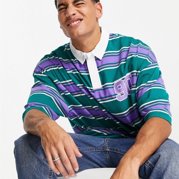 Oversized Striped Polo T-shirt - Picture 4 of 4